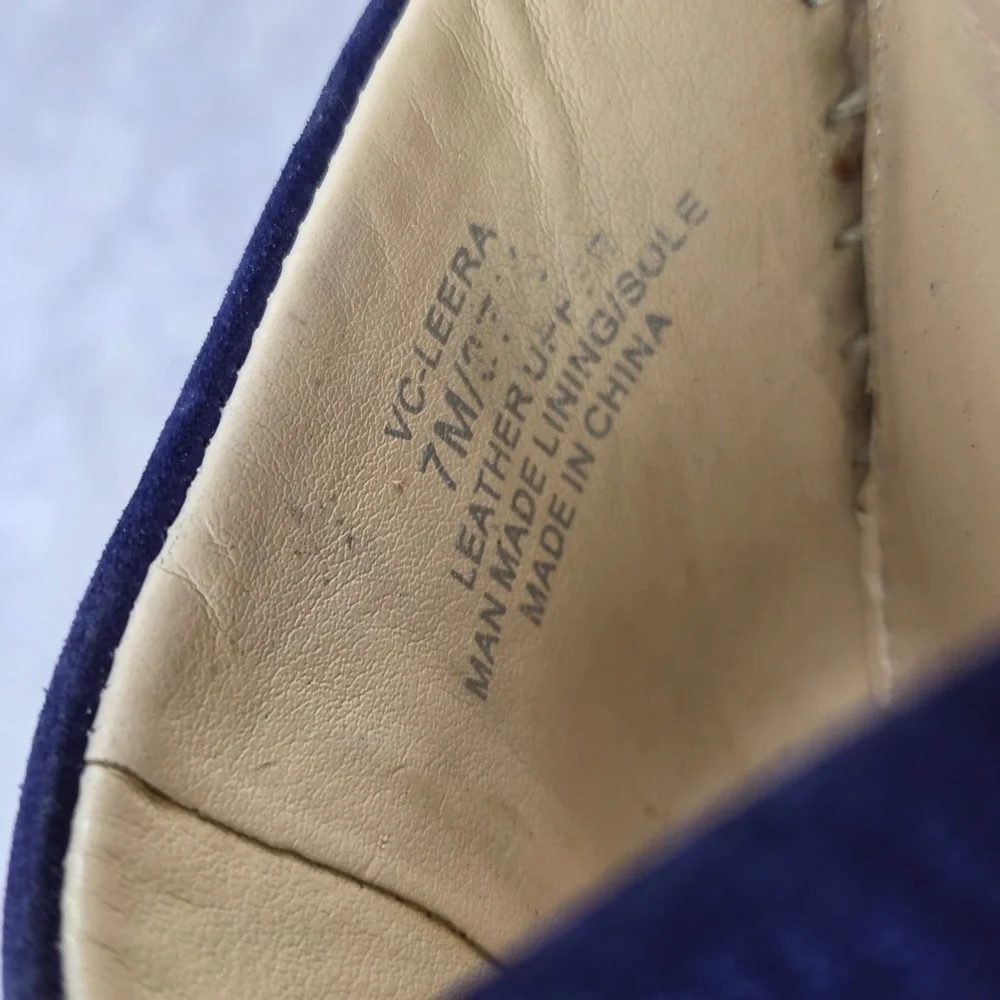 Vince Camuto Leera Navy Blue Suede Espadrille Wedge Sandals VC-LEERA Size 7M
